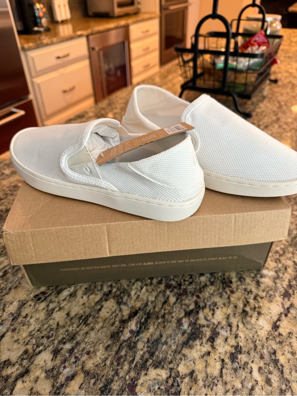 OluKai women’s White Slip-On Sneakers NWT and box